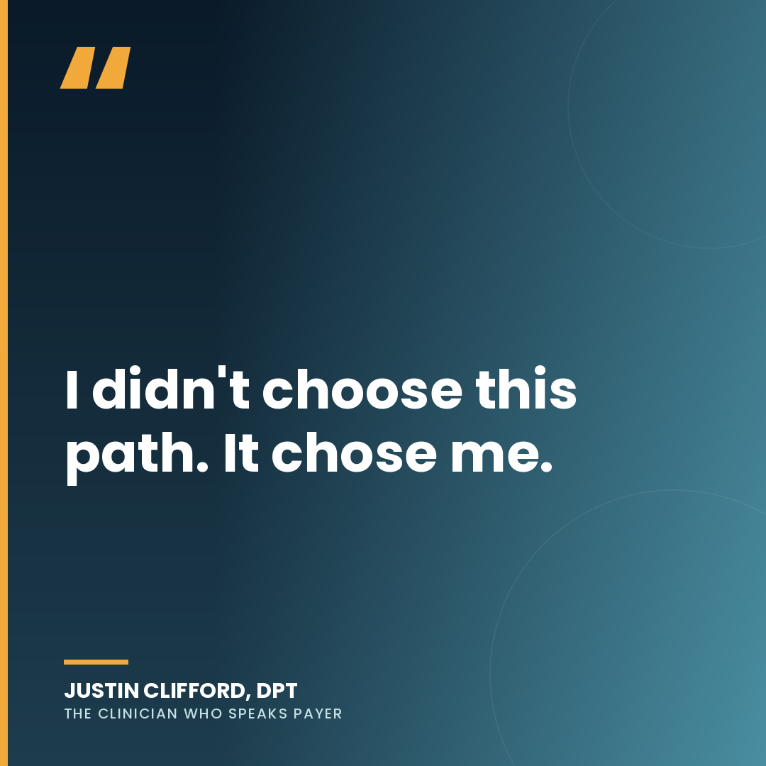 Quote card from the story about entering payer work.