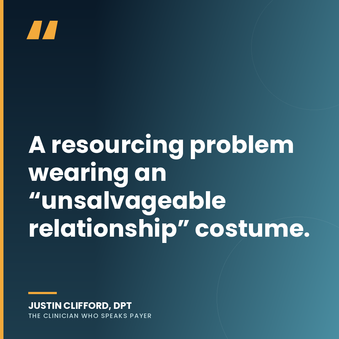 Quote card: a resourcing problem wearing an unsalvageable relationship costume.
